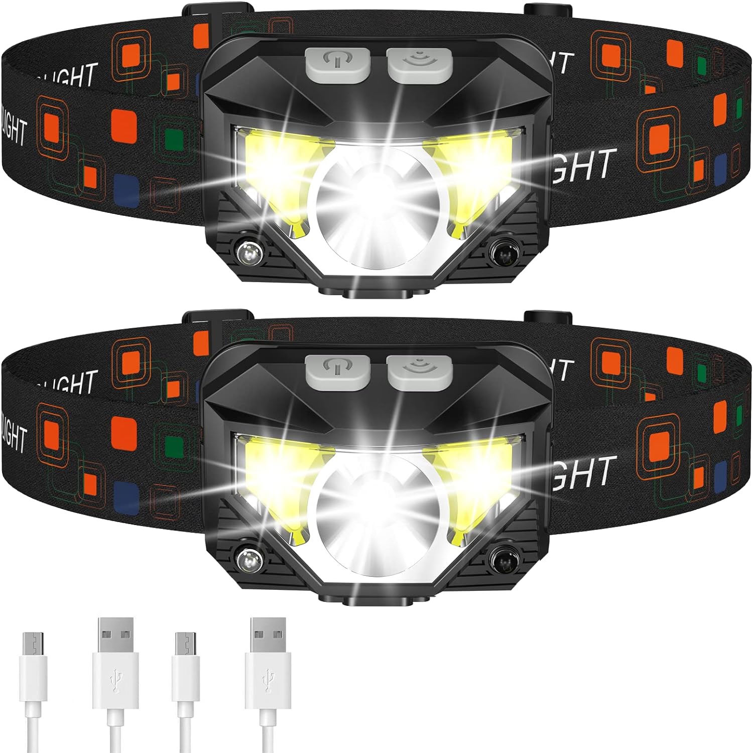 Bright 2-Pack Rechargeable LED Headlights with Motion Sensor - Halri