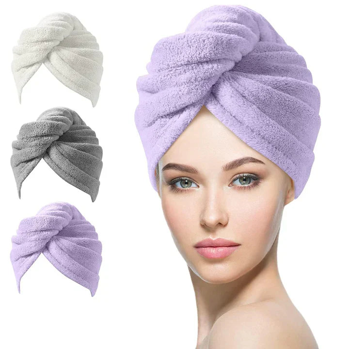 Soft Fast Dry Microfiber Hair Towel Set 3 Pack