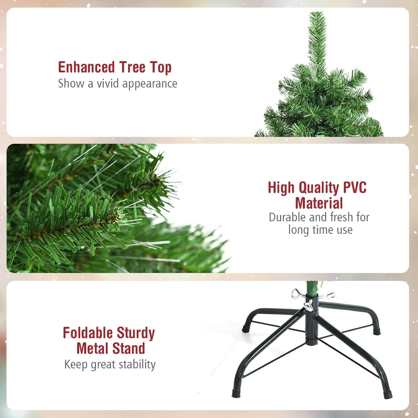 Tall Pre Lit Christmas Tree with Bright LED Lights