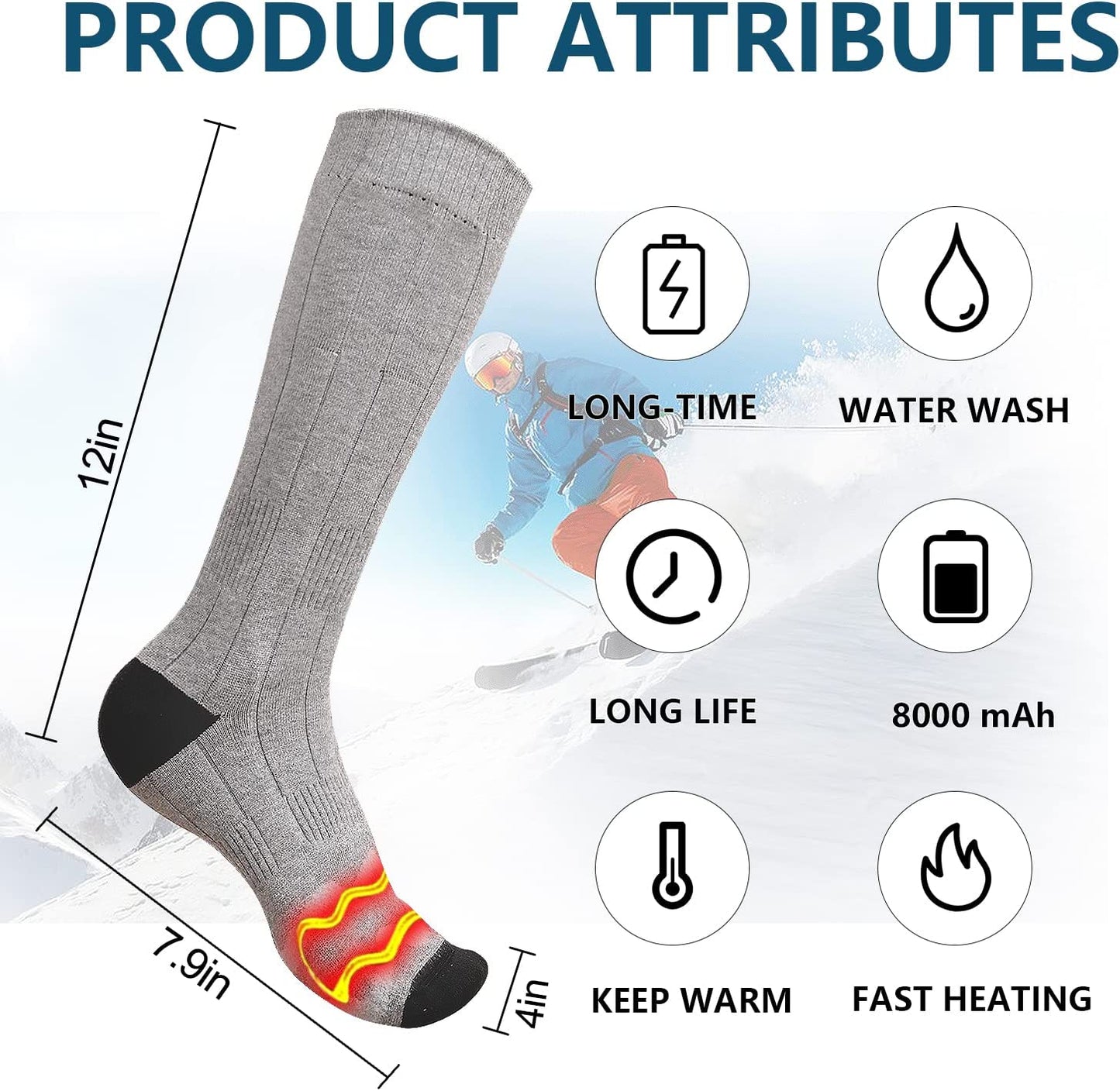 Warm Thermal Rechargeable Heat Socks for Men Women
