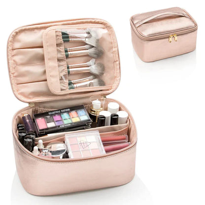 Portable Makeup Storage Case with Compartments
