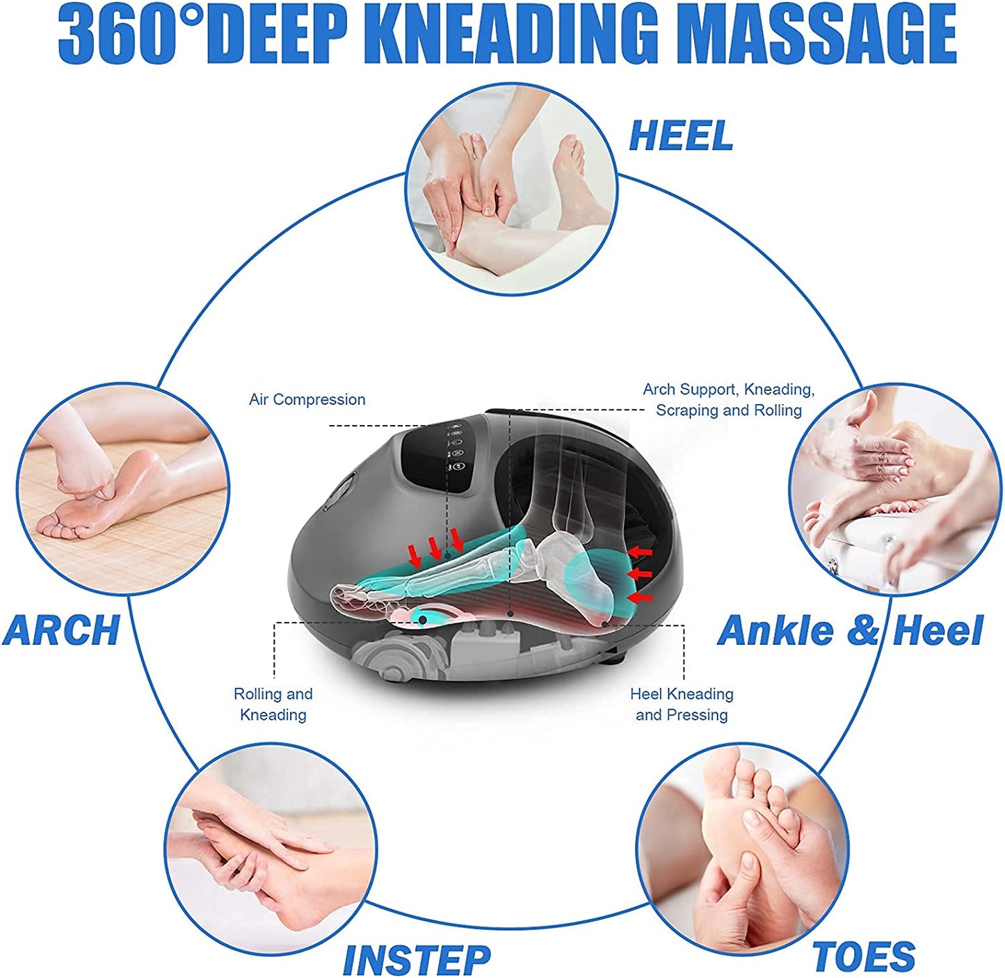 Relaxing Heated Electric Foot Massager Device