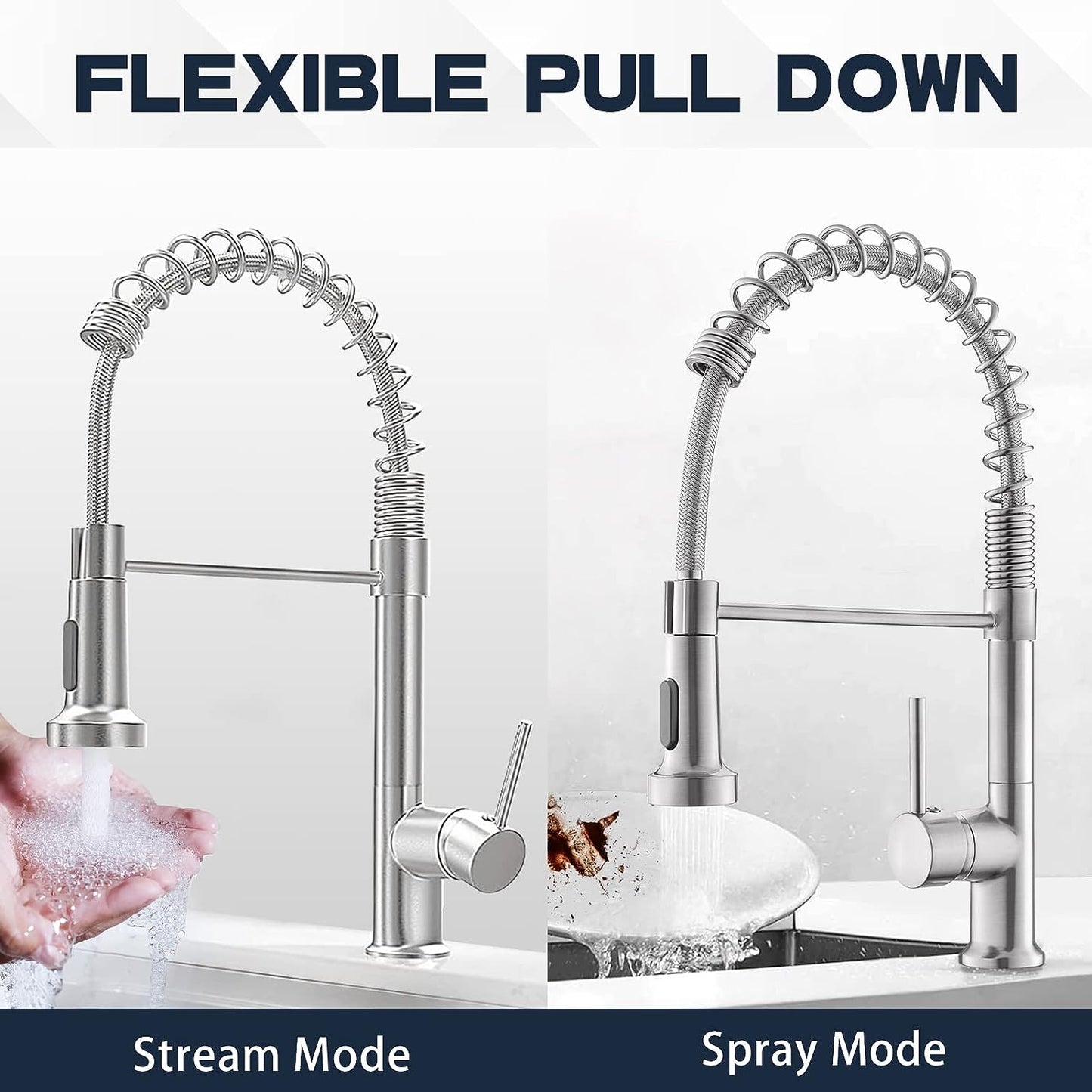 Stainless Steel Kitchen Faucet With Pull-Out Spray Head