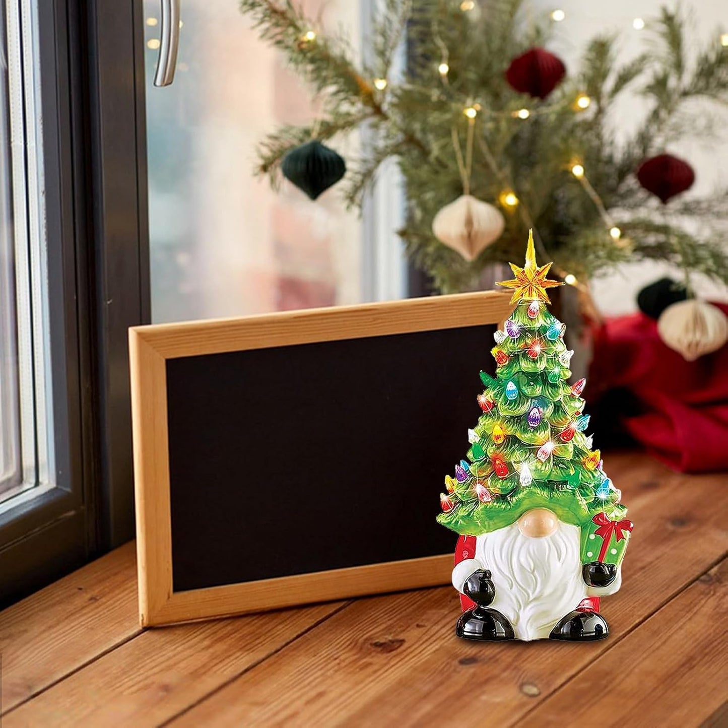 Colorful Ceramic Holiday Tree, Mini Pre Lit Xmas Tree