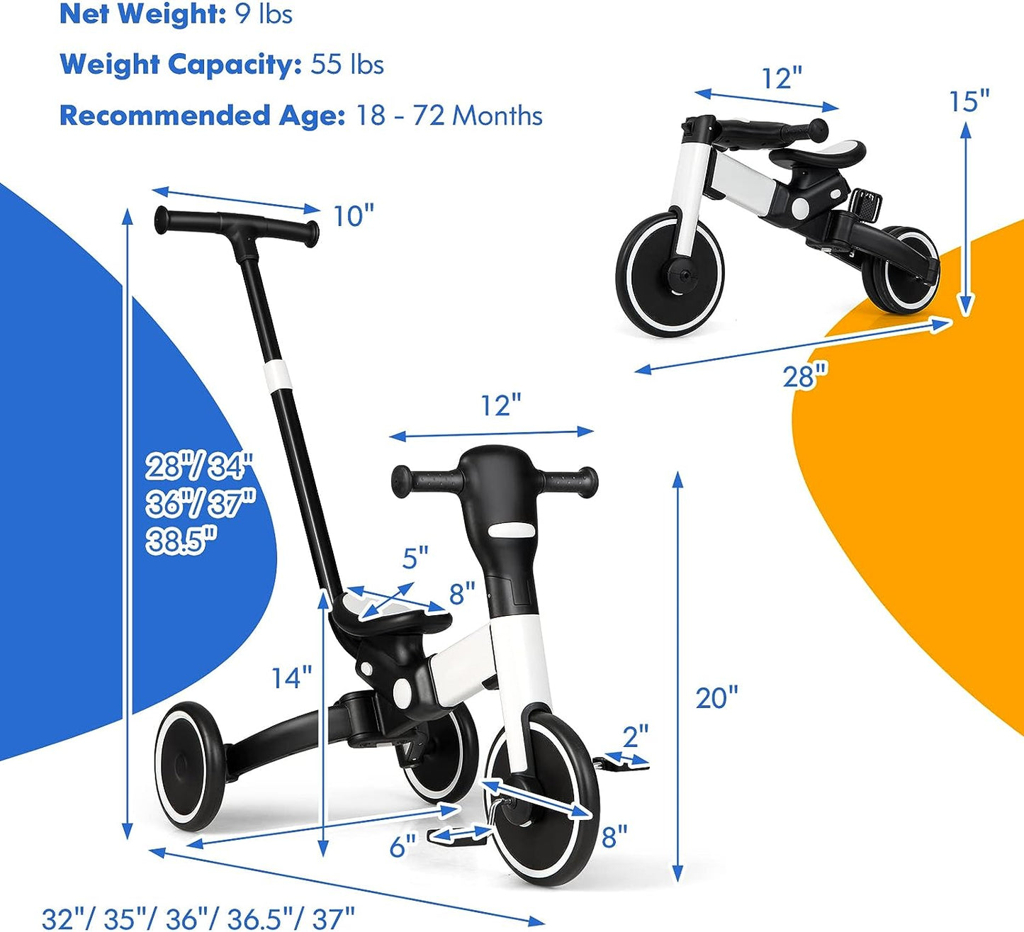 Convertible Kids Training Tricycle Bike