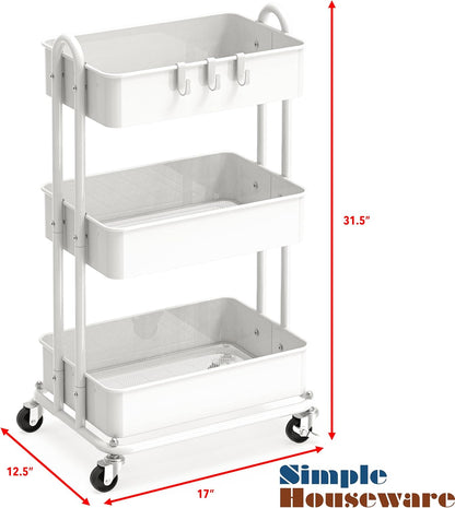 Sturdy 3-Shelf Industrial Metal Storage Cart