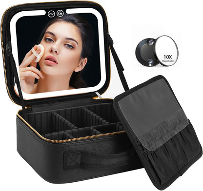 Portable Cosmetic Pouch with LED Light Mirror - Halri