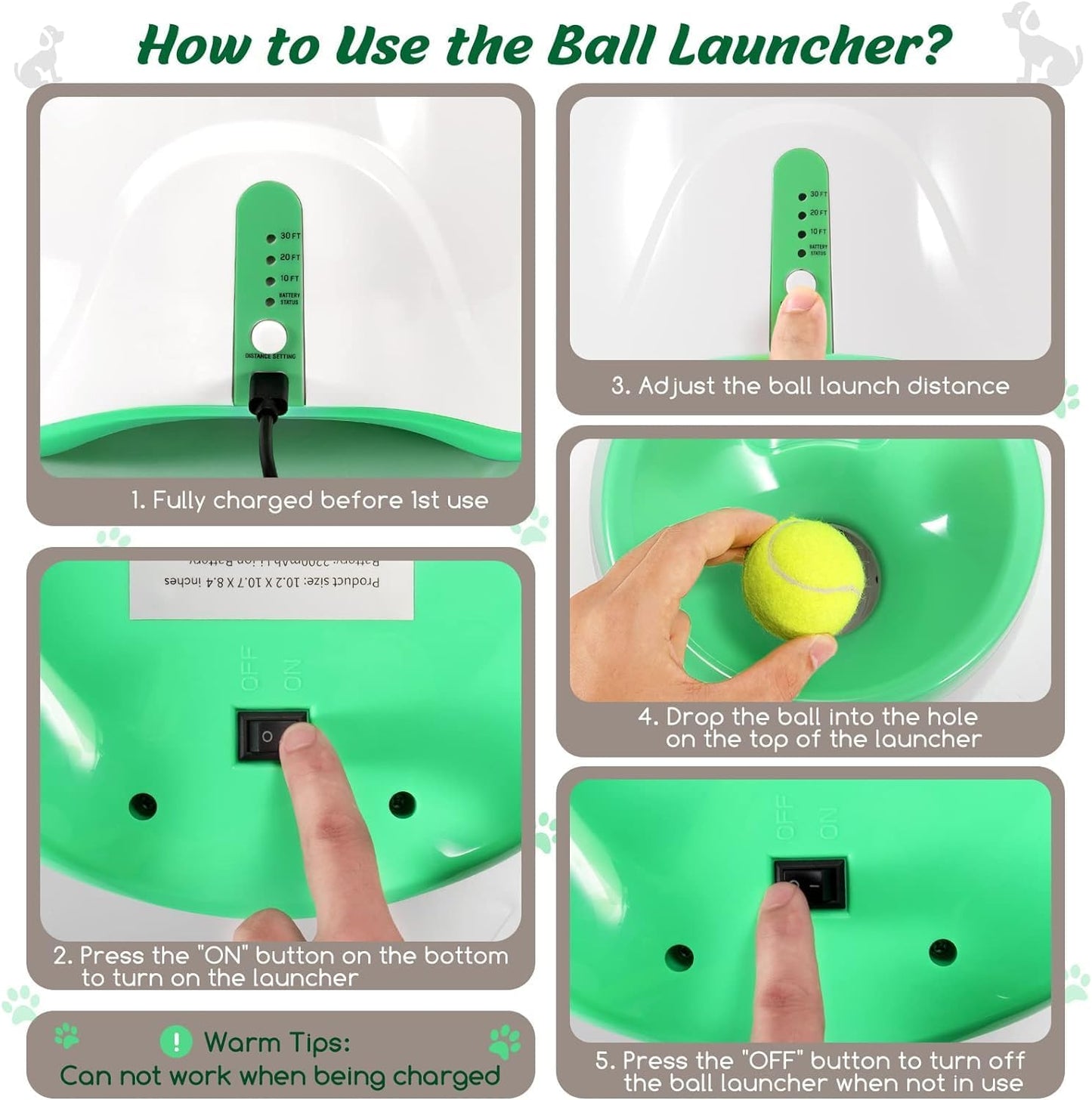 Easy Auto Dog Ball Launcher with Adjustable Range