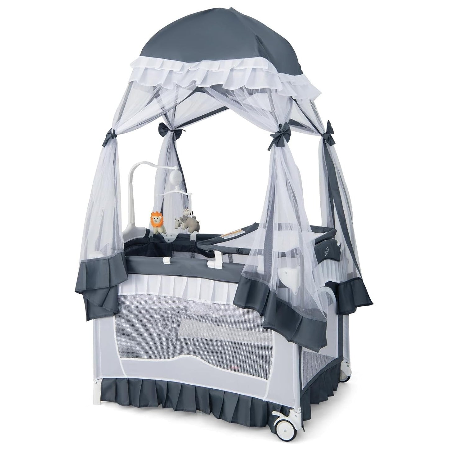 Compact Baby Playpen Crib Bed with Music & Canopy - Halri