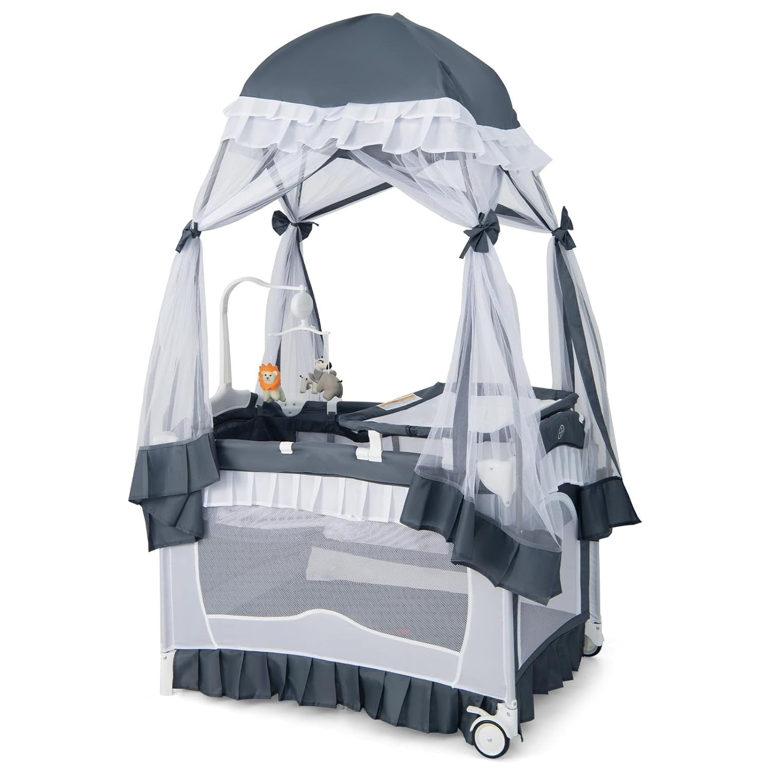 Compact Baby Playpen Crib Bed with Music & Canopy - Halri