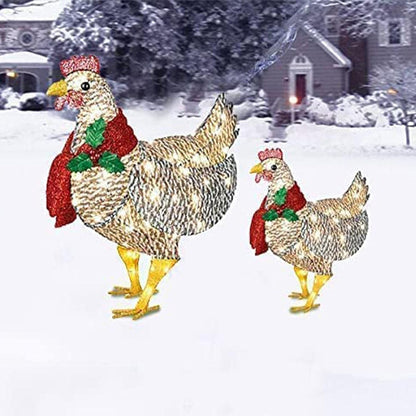 Cozy LED Snowman Chicken Figurine Christmas Decor