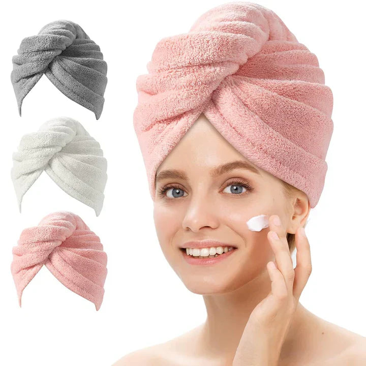 Soft Fast Dry Microfiber Hair Towel Set 3 Pack