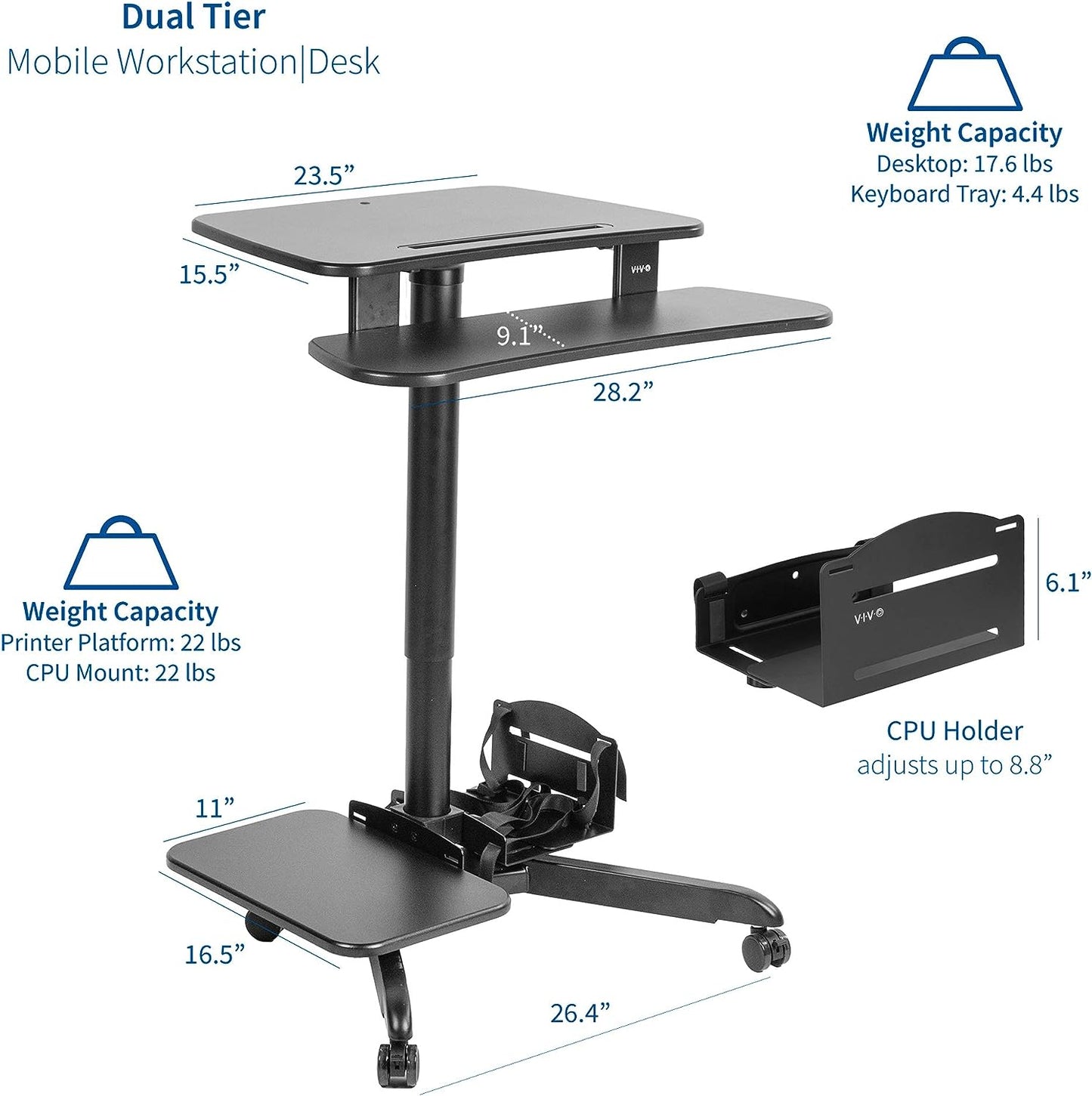 Portable Home Office Laptop Desk Cart
