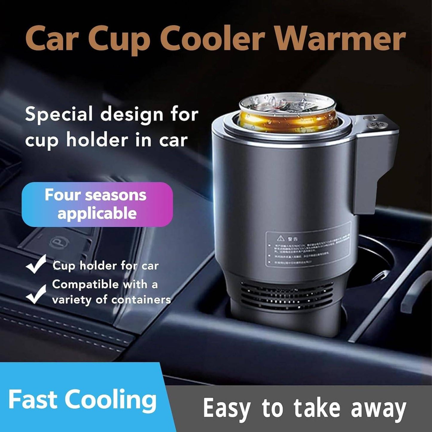 Insulated Heated and Cooled Car Cup Holder