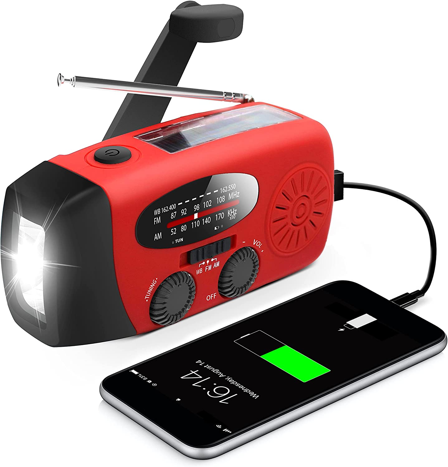Compact Solar Powered Radio with Flashlight & Charger - Halri