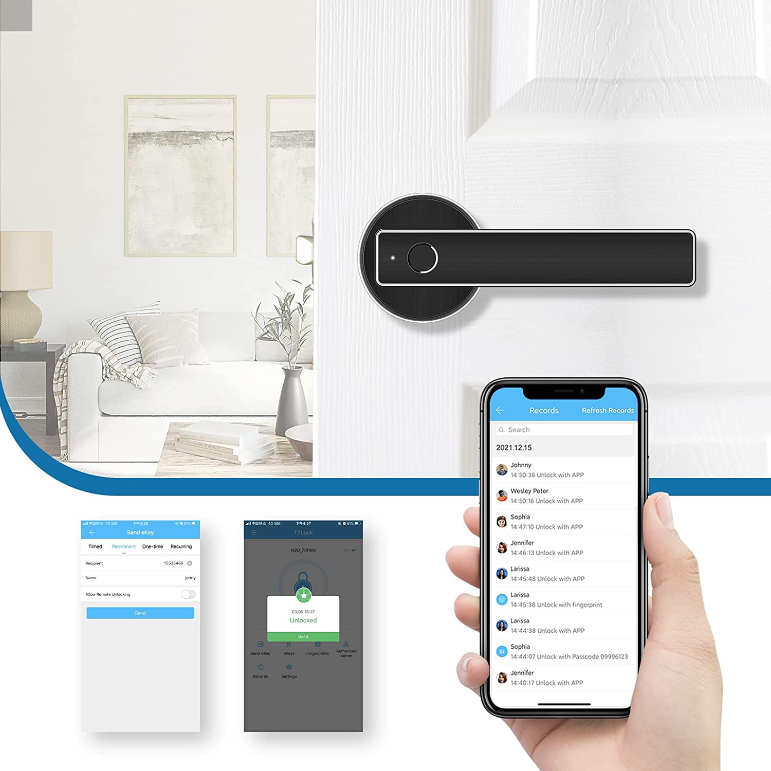 Secure Digital Fingerprint Door Lock Handle Set - Halri