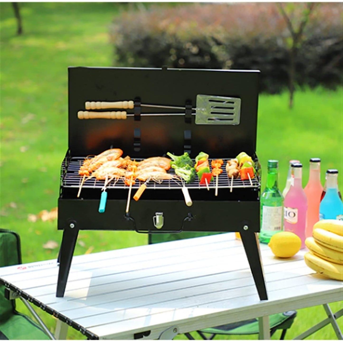 Compact Portable Charcoal BBQ Grill for Outdoor Camping