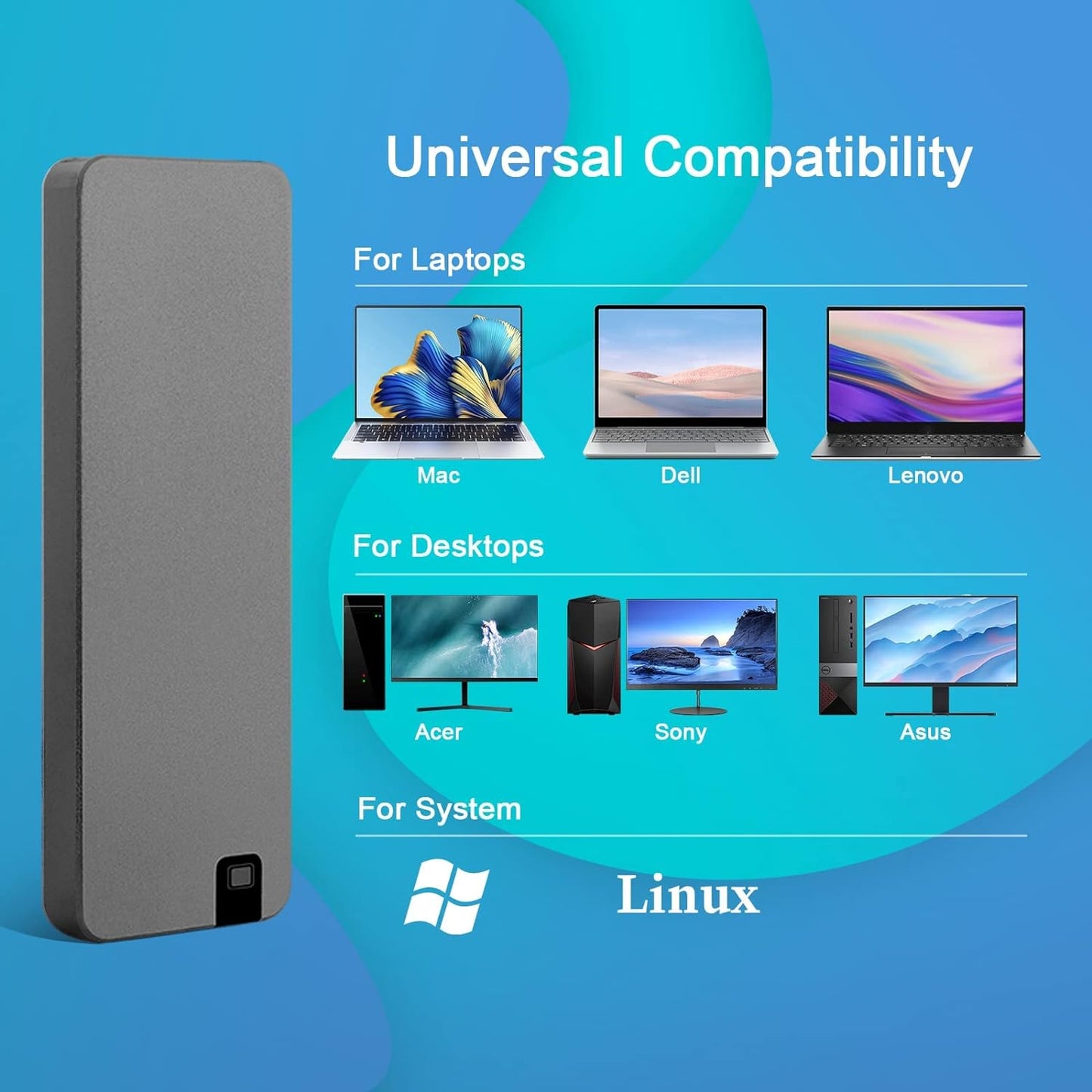 Compact Fast USB 3.2 External Hard Drive