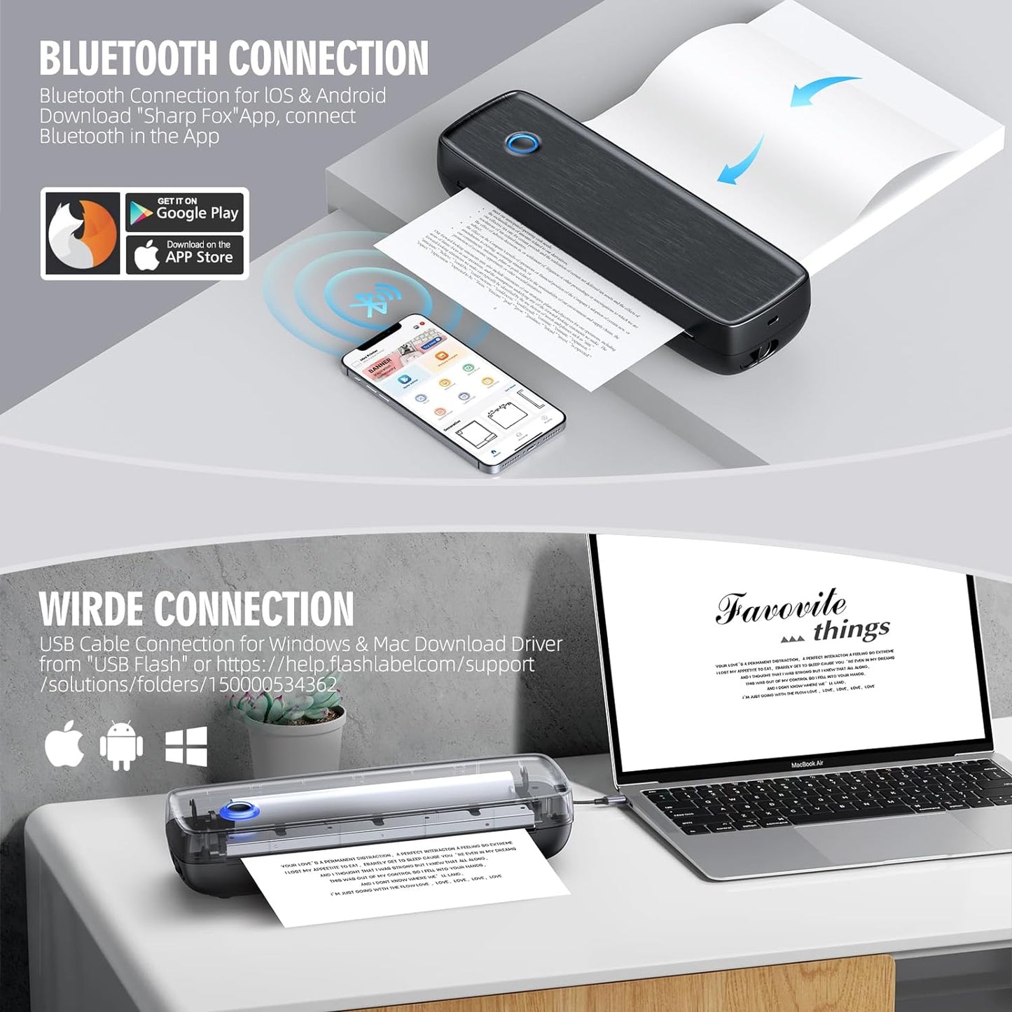 Compact Mobile Label Thermal Printer