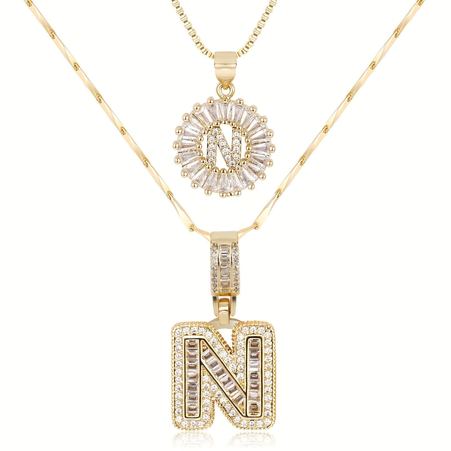 Personalized 14k Gold Initial Diamond Pendants