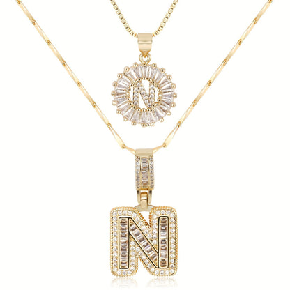 Personalized 14k Gold Initial Diamond Pendants