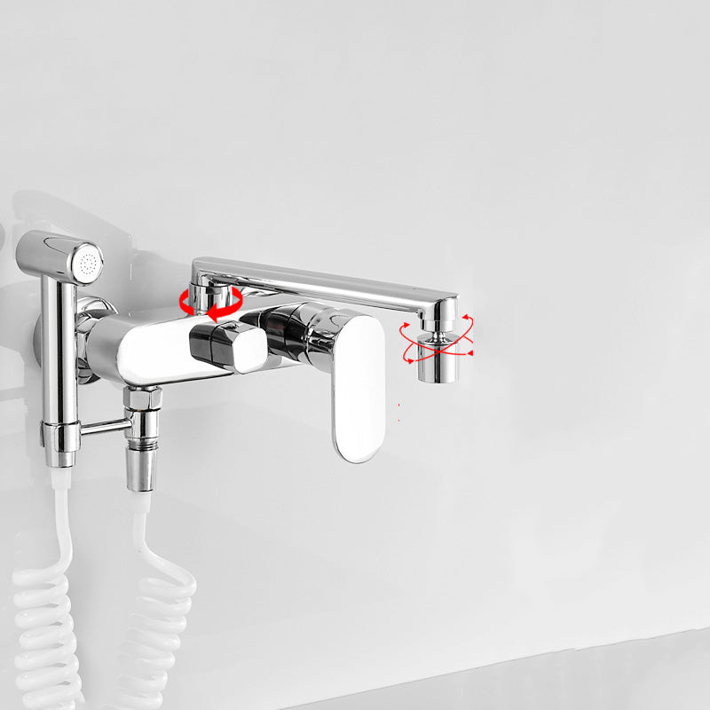 Modern Chrome Bathtub Faucet Lever Handle Trim