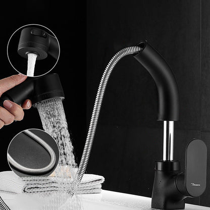 Stylish Brass Bathroom Faucet with Pull Down Lever Handle