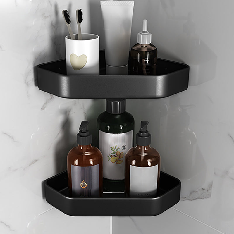Sleek Black Bathroom Set Rust-Resistant 1/2/3 Piece Shelf