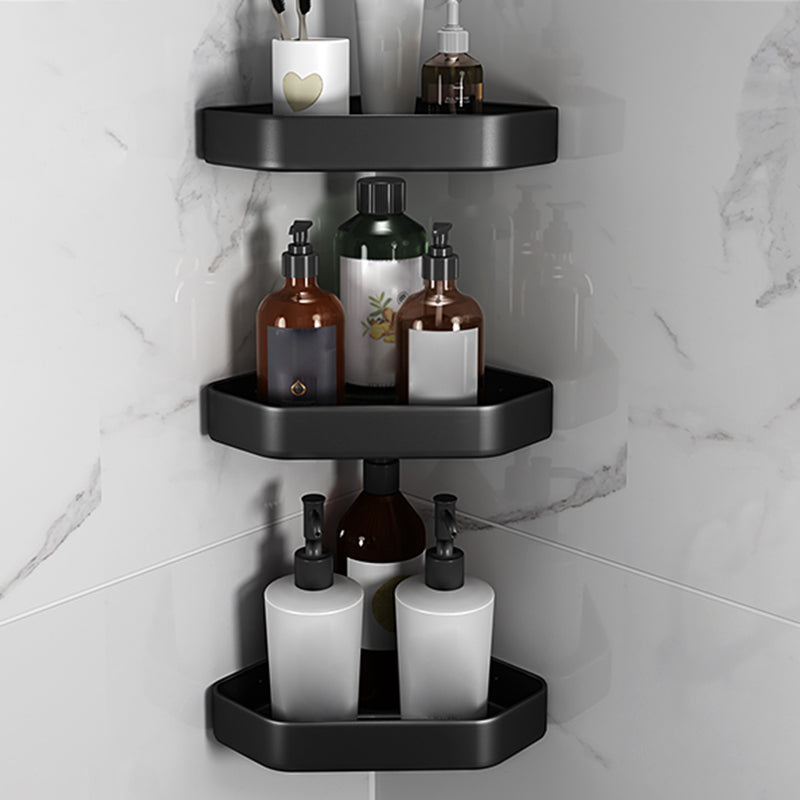 Sleek Black Bathroom Set Rust-Resistant 1/2/3 Piece Shelf