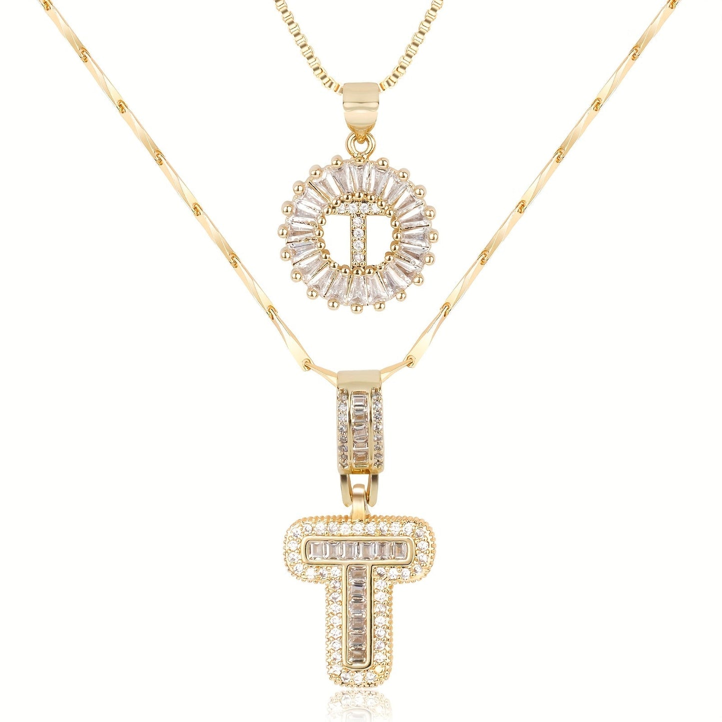 Personalized 14k Gold Initial Diamond Pendants
