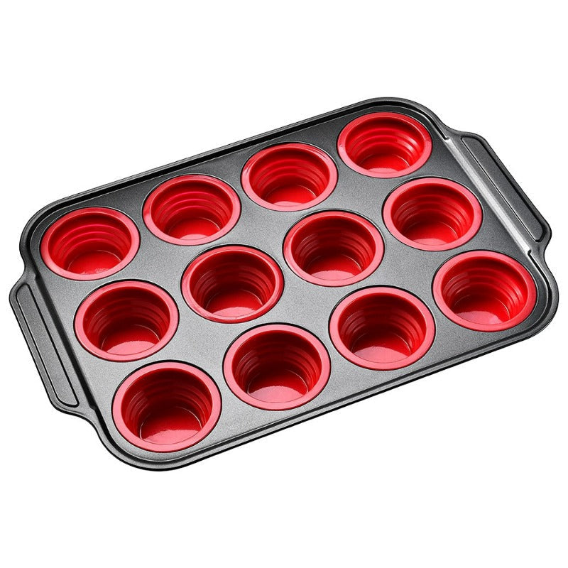 Non-Stick Silicone Muffin Pan with Strong Metal Base