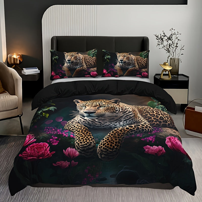 Beautiful Floral Animal Print 3pc Bed Set