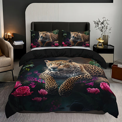 Beautiful Floral Animal Print 3pc Bed Set