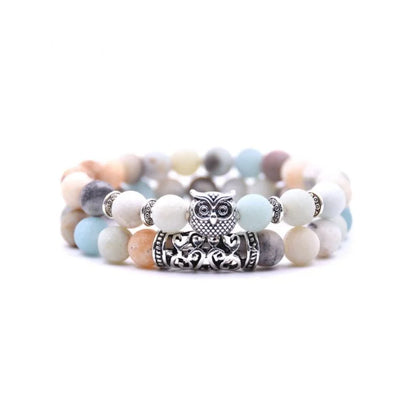 Nature Inspired Owl Bead Stone Bracelet