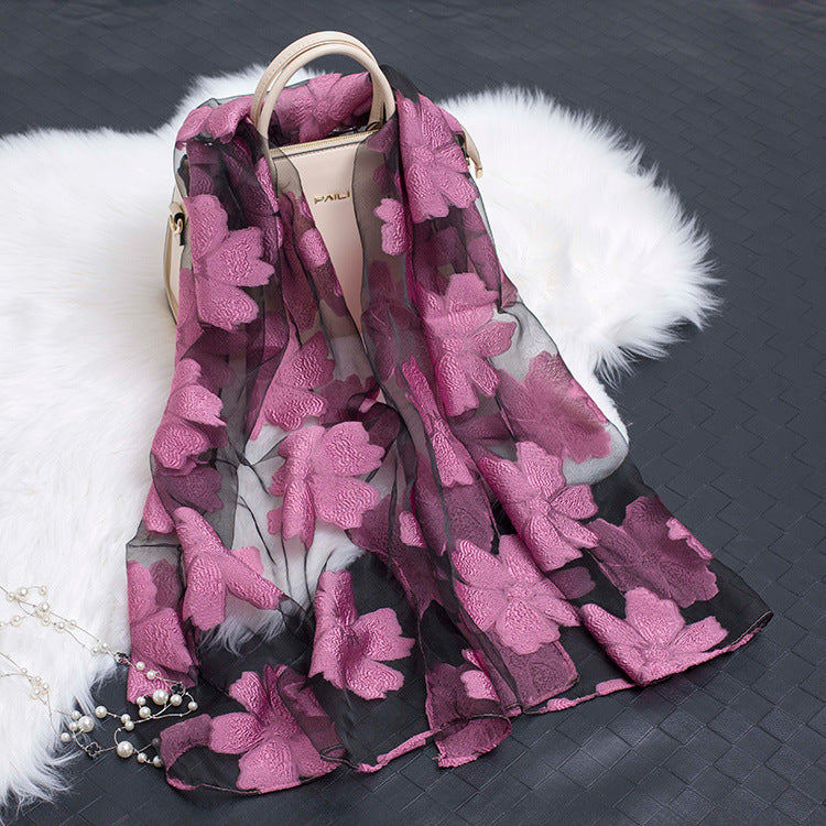 Elegant Lightweight Scarf with Floral Pattern