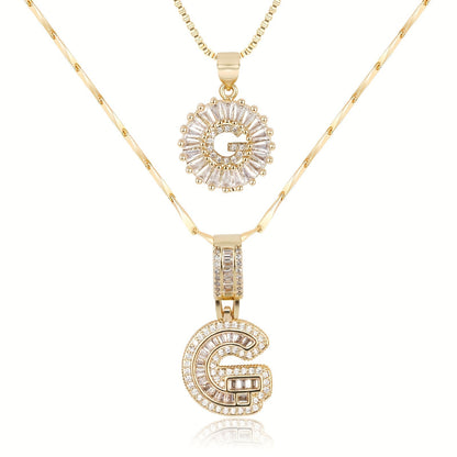 Personalized 14k Gold Initial Diamond Pendants