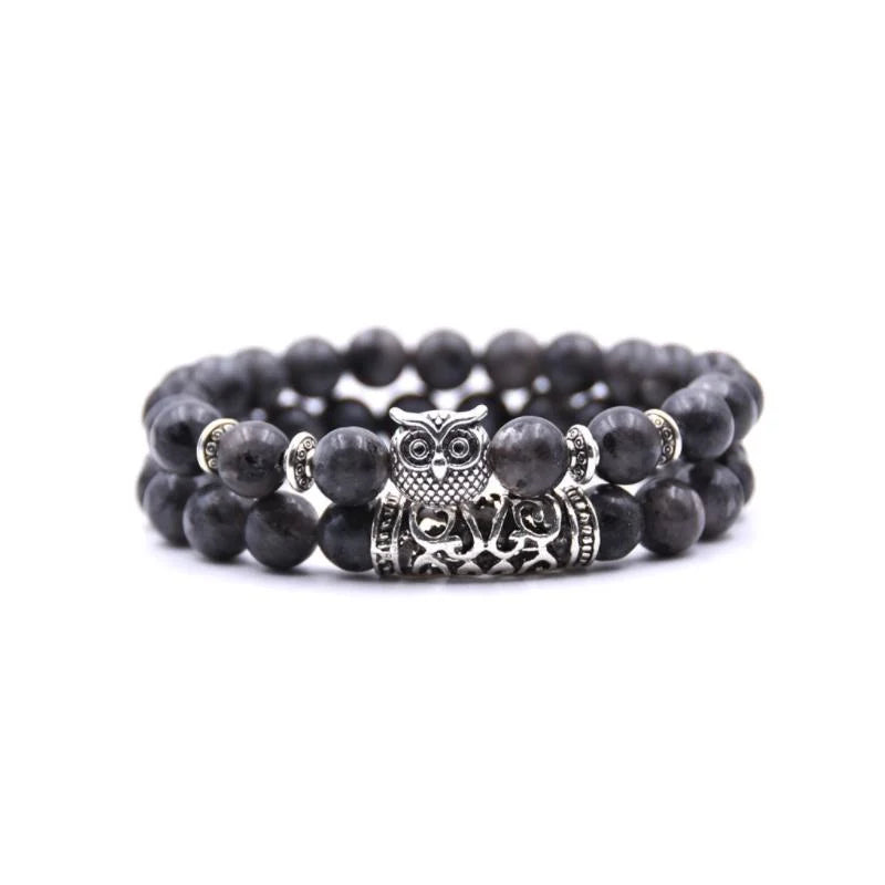 Nature Inspired Owl Bead Stone Bracelet
