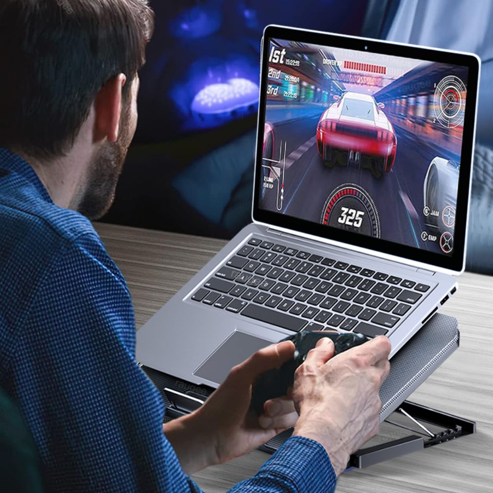 Fast Quiet Laptop Cooler with Adjustable Fan Settings