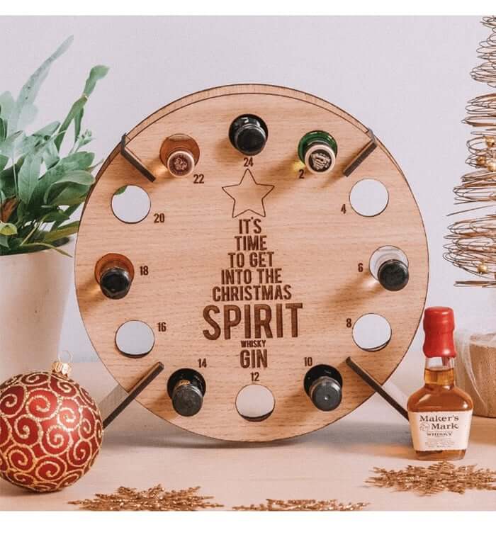 Wooden Christmas Tree Advent Calendar for Mini Liquor Bottles
