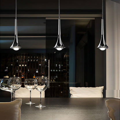 Modern Drop Pendant Lamp in Black Gold Chrome