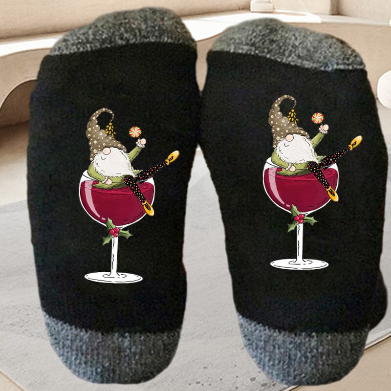Fun Holiday Gnome Wine Socks
