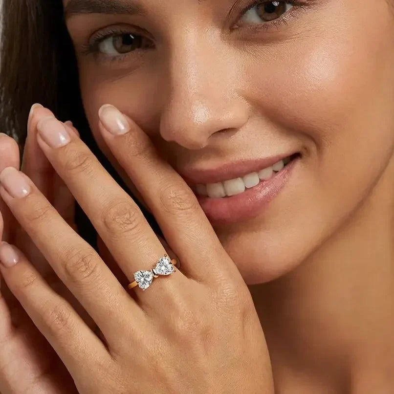 Delicate Sterling Silver Bow Engagement Ring - Halri