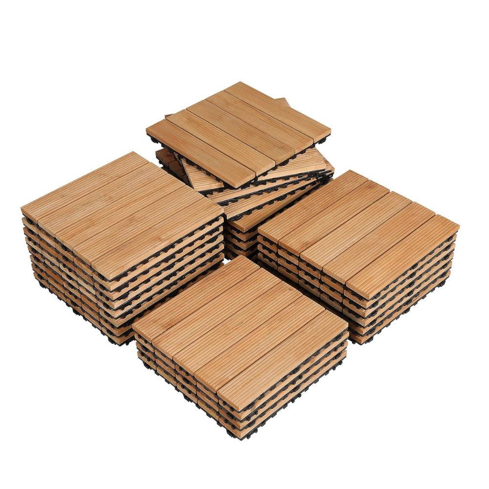 Easy Fit Wooden Decking Tiles for Patio 27 Pieces - Halri