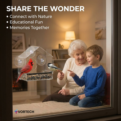 Clear Window Bird Feeder with Camera Mount