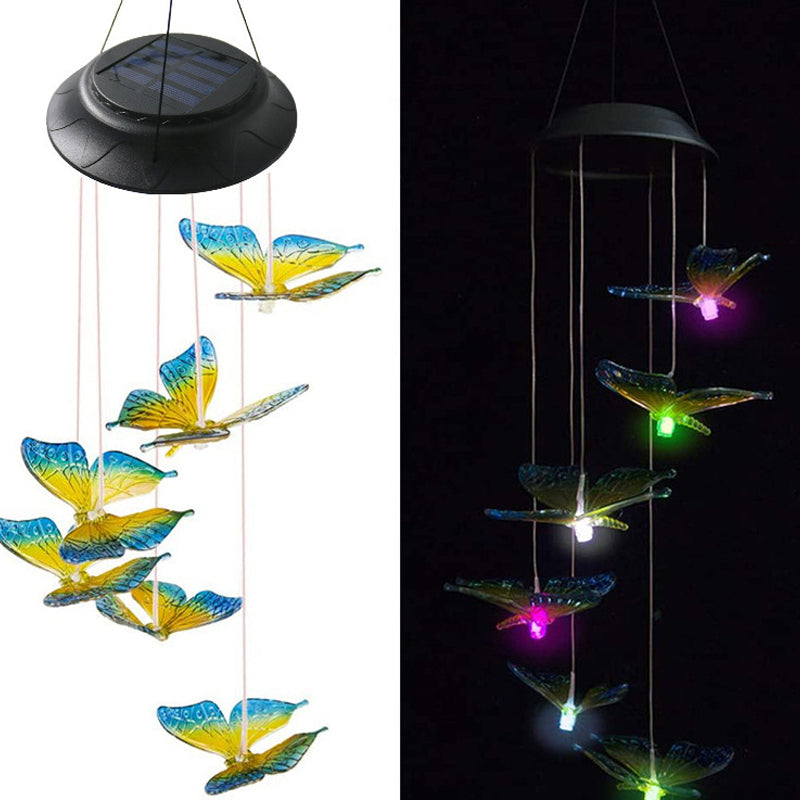 Solar Powered Glass Butterfly Lamp