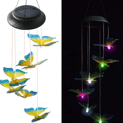 Solar Powered Glass Butterfly Lamp