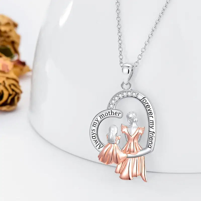 Lovely Mom Daughter Heart Necklace