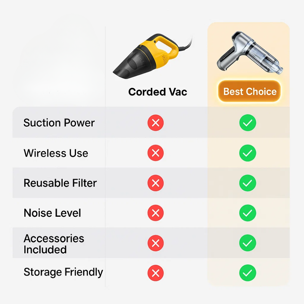 Portable Handheld Car Vacuum Cordless Cleaning Kit