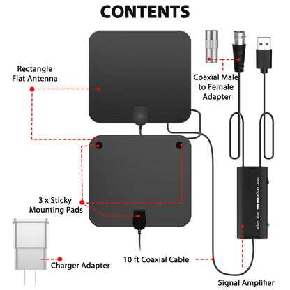Long Range Indoor HDTV Antenna with Signal Amplifier