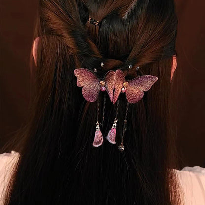 Pretty Butterfly Hair Barrette with Tassels